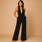 Backless sleeveless jumpsuit with V-neck for women