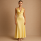 Ladies' sleeveless satin evening dress with halter neck