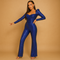 Shiny party jumpsuit with long sleeves for ladies