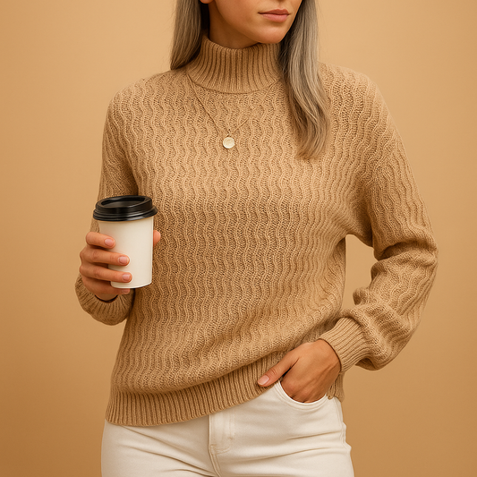 Stylish turtleneck knit sweater for women