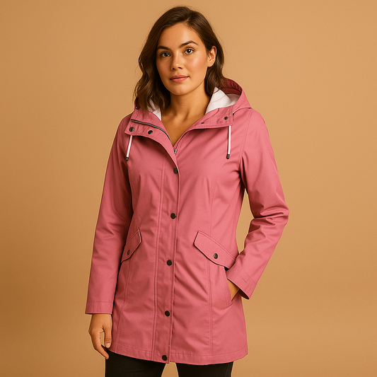 Transparent hooded raincoat for ladies
