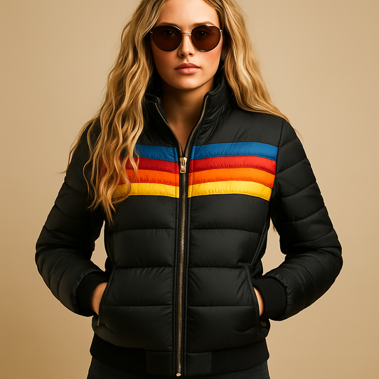Warm padded winter coat with hood for ladies