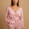 Wrap blouse with waist bow for women