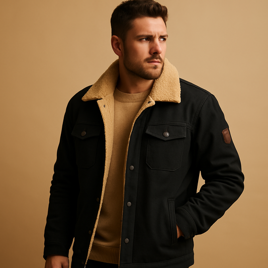 Winter bomber jacket with ribbed cuffs for men