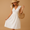 White midi summer dress with ruffles for women