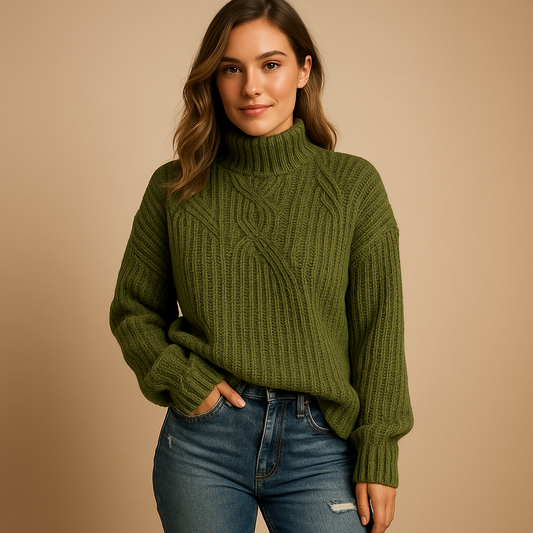 Soft knit long sleeve sweater for ladies