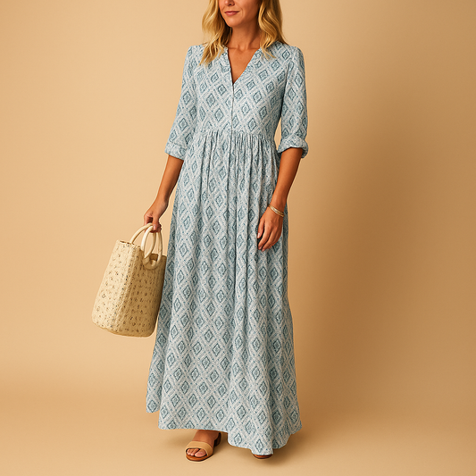 Knee-length summer dress with elegant fit for women
