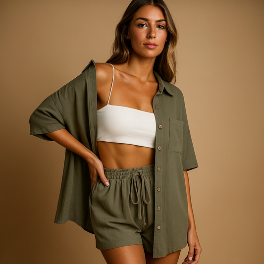 Summer lounge set with cardigan and shorts for ladies