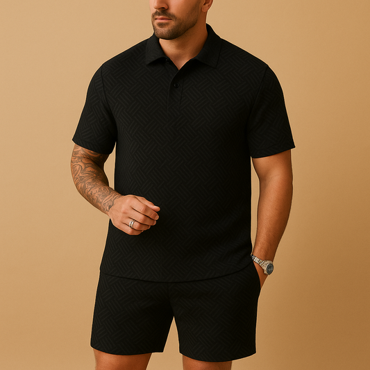 Summer set with polo shirt and shorts for men